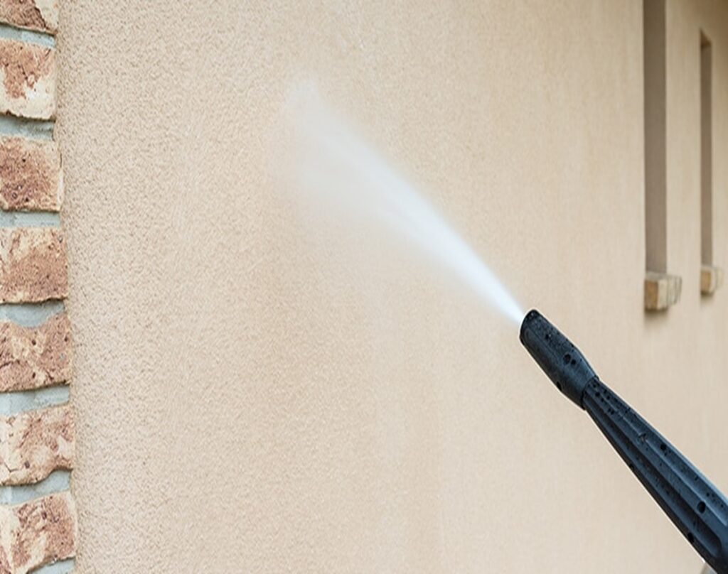 power washing the wall