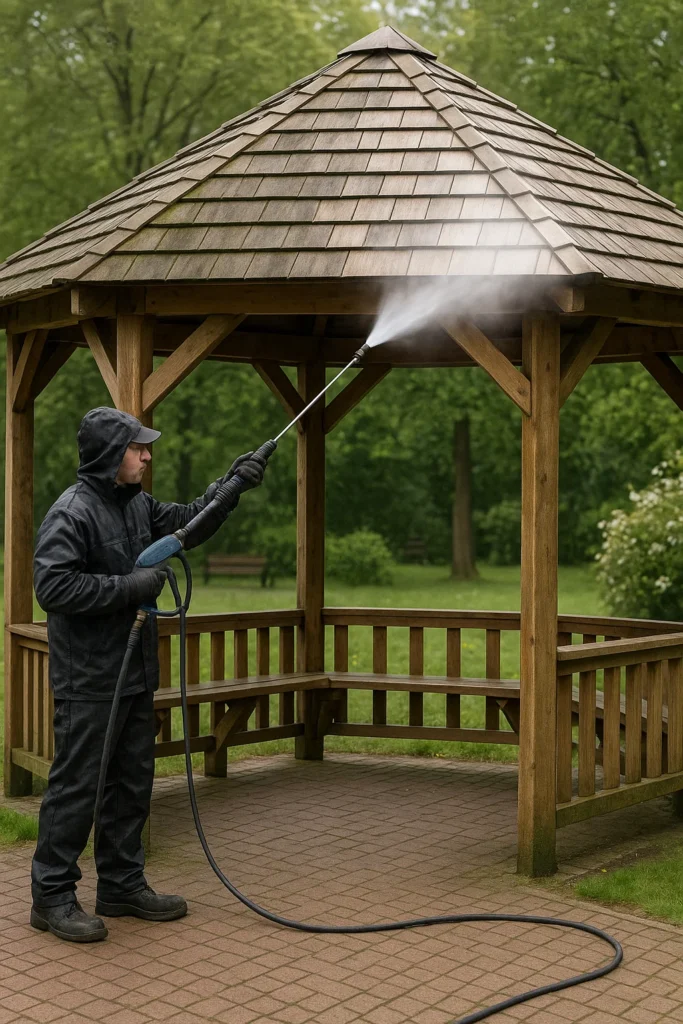 شستشوی آلاچیق با واترجت صنعتی