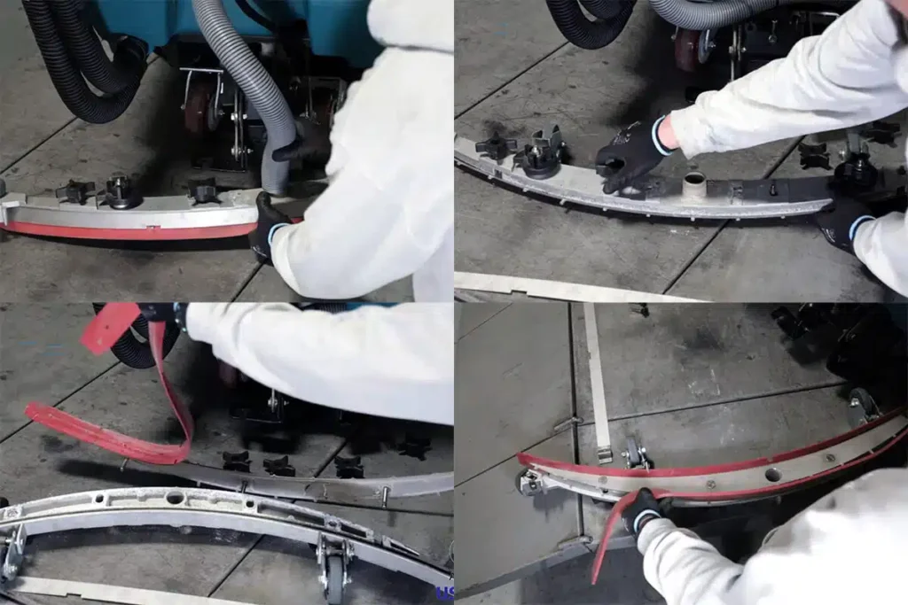 راهنمای تعویض سریع و ایمن لاستیک جمع‌کن آب در دستگاه اسکرابر