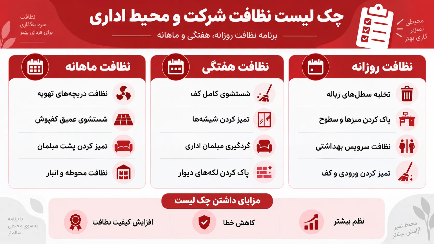 نظافت شرکت و محیط اداری